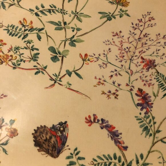 Fiberglass Tray Floral Butterfly VTG Yellow Handles 60s Platter READ - Picture 2 of 10